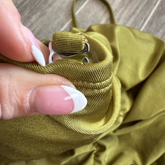 Olive Green Halter Ruched One-Piece Swimsuit - Picture 9 of 9